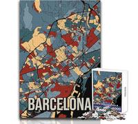 Puzzle de 1000 pièces pour Adultes - Carte de Barcelone,Espagne - Jeu Artistique et Unique de réflexion,d'analyse et de logique - Idée Cadeau d'anniversaire - Dimensions : 38x52cm