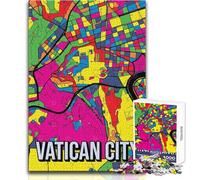 Puzzle de 1000 pièces pour Adultes - Carte de la Cité du Vatican - Style Pop Art - Casse-tête - Jeu Familial - Décoration intérieure - Jouet Anti-Stress - Dimensions:38x52cm