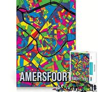 Puzzle de 1000 pièces pour Adultes Carte de la Ville d'Amersfoort Utrecht Art Pop Découpe Premium Jeu Intelligent Activité ludique et apaisante Anniversaire Jeu Artistique (38x26cm)