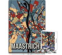Puzzle de 1000 pièces pour Adultes - Carte de la Ville de Maastricht, Pays-Bas - Idée Cadeau Amusante et Originale pour Une soirée Jeux en Famille - Dimensions 38x26cm