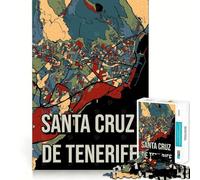 Puzzle de 1000 pièces pour Adultes Carte Vintage de la Ville de Santa Cruz de Tenerife Jeu d'adresse Amusant et Fluide,idéal pour Les Moments de détente et Les Anniversaires (38x26cm)