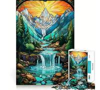 Puzzle de 1000 pièces pour Adultes Cascade au Coucher du Soleil surréaliste, Motif à Assembler pour stimuler la mémoire et Passer Un Moment agréable 38x52cm