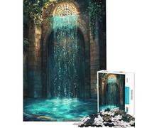 Puzzle de 1000 pièces pour Adultes Cascade dans Une Arche de Pierre Jeu d'analyse et de logique Complexe et Stimulant (38x26cm)