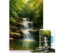 Puzzle de 1000 pièces pour Adultes Cascade dans Une forêt verdoyante Jeu de réflexion aux pièces nettes Moment de détente et de Divertissement Scène de Noël (38x52cm)