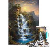 Puzzle de 1000 pièces pour Adultes Cascade dans Une vallée de Montagne Activités Amusantes à la Maison pour Toute la Famille Jeu éducatif à partir de 14 Ans (38x52cm)