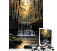 Puzzle de 1000 pièces pour Adultes Cascade d'automne dans Un Paysage forestier Jeu de réflexion Cadeau pour Femme Décoration Murale Cadeau d'anniversaire (38x52cm)