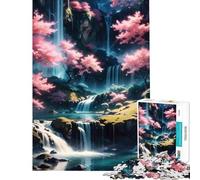 Puzzle de 1000 pièces pour Adultes Cascade de cerisiers en Fleurs Défi intellectuel Jouet addictif Jeu Amusant Activités familiales Idée Cadeau pour Un Père Noël Secret (Dimensions 38x52cm)