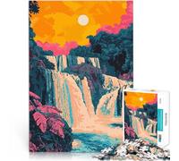 Puzzle de 1000 pièces pour Adultes Cascade de Thaïlande, Coucher de Soleil, Art Minimaliste Jeux Amusants Idées Cadeaux 75x50cm