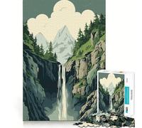 Puzzle de 1000 pièces pour Adultes Cascade en forêt Découpe de Haute précision Facile à Apprendre Idéal pour Toute la Famille (38x52cm)