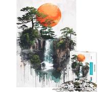 Puzzle de 1000 pièces pour Adultes Cascade Puzzle Japonais de 1000 pièces Décoration intérieure Jouet éducatif et Anti-Stress Cadeau (50x75cm)
