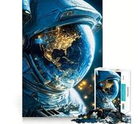 Puzzle de 1000 pièces pour Adultes Casque d'astronaute reflétant la Terre Jeu de réflexion et de détente pour Un Anniversaire ou Un Loisir créatif (38x52cm)