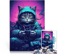 Puzzle de 1000 pièces pour Adultes Cat Gaming Jouets addictifs pour Le défi de l'intelligence cérébrale Cadeau Amusant 75x50cm