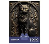 Puzzle De 1000 Pièces pour Adultes Cat Gold Relief Deco Puzzles pour Adolescents Jeu Manuel Défi Difficile Cadeau d'anniversaire, Cadeaux, 70x50cm/1000pcs