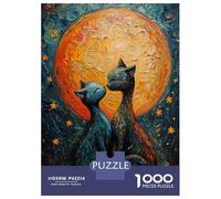 Puzzle De 1000 Pièces pour Adultes Cat Love Under The Moon Puzzle Adulte, Jeu De Réflexion, Cadeau d'anniversaire, Difficile À Compléter 70x50cm/1000pcs