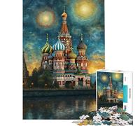 Puzzle de 1000 pièces pour Adultes Cathédrale Saint-Basile de Moscou Défi éducatif Décoration d'intérieur Jouet pour Les 14 Ans et Plus Jeu de Puzzle (38x52cm)