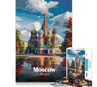 Puzzle de 1000 pièces pour Adultes Cathédrale Saint-Basile de Moscou Jeu de Construction aux Bords Fins Jeu cognitif et Relaxant Décoration Murale de Noël (50x75cm)