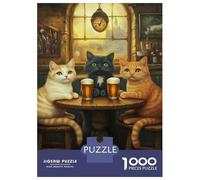 Puzzle De 1000 Pièces pour Adultes Cats at The Pub Puzzle pour Adultes Jeux Relaxants Améliorent La Mémoire Jeu Stimulant Cadeaux 38x26cm/1000pcs