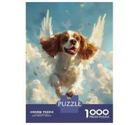 Puzzle De 1000 Pièces pour Adultes Cavalier King Charles Spaniel with Angel Wings Pet Memorial Gift Puzzle Adulte, Jouet, Décoration Murale, Difficile, Cadeau d'anniversaire, Cadeaux, 70x50cm/1000pcs