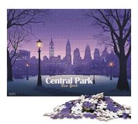 Puzzle de 1000 pièces pour Adultes - Central Park, New York la Nuit - Puzzle en Bois pour Les Amis et la Famille - 1000 pièces (75 x 50 cm)