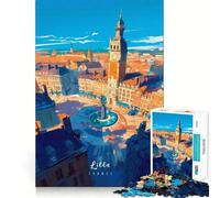 Puzzle de 1000 pièces pour Adultes Centre-Ville de Lille Jeu d'articulation Fin,défi Intelligent et Amusant Jeu Calme et divertissant Cadeau d'anniversaire ou Loisir (38x26cm)