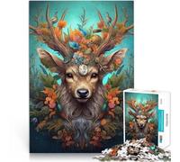 Puzzle de 1000 pièces pour Adultes Cerf avec des Fleurs Jouets éducatifs d'apprentissage Liste de souhaits avec Le Père Noël 50x70cm