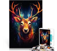 Puzzle de 1000 pièces pour Adultes Cerf coloré et douloureux, Fond d'écran Sombre Jeu intellectuel Super Cadeau 38x26cm