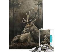 Puzzle de 1000 pièces pour Adultes Cerf dans Une forêt Mystique Jeu d'analyse et de logique Complexe et Stimulant (38x26cm)