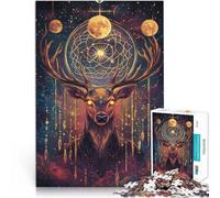 Puzzle de 1000 pièces pour Adultes cerf d'art Fantastique Fait de Papier，pour Les 14 Ans et Plus Un défi Difficile Cadeau d'anniversaire, Cadeaux, Art Mural。Taille：26x38cm/10.24x14.96pouce