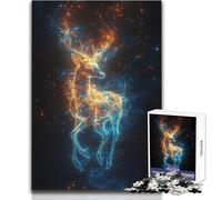 Puzzle de 1000 pièces pour Adultes:Cerf Lumineux dans l'espace Cosmique Un Passe-Temps paisible et satisfaisant Assemblage Parfait Découpe de précision Dimensions:50x75cm