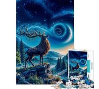 Puzzle de 1000 pièces pour Adultes Cerf Mystique sous Ciel étoilé Jeu de Puzzle pour Adultes Assemblage Facile Cadeau d'anniversaire ou Cadeau Unique (Dimensions 38x26cm)
