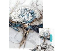 Puzzle de 1000 pièces pour Adultes Cerveau en marbre avec veines dorées Jeu de réflexion et Anti-Stress idéal comme Cadeau (Dimensions 38x26cm)