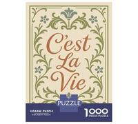 Puzzle De 1000 Pièces Pour Adultes Cest La Vie Floral Text Art Puzzles Pour Adolescents, Passe-temps Idéal Pour Les Vacances À La Maison, Jeu Éducatif Et Stimulant À Compléter En Famille 70x50cm/1000p