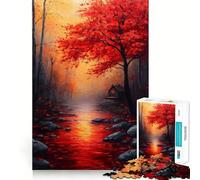 Puzzle de 1000 pièces pour Adultes Chalet d'automne au Bord de la rivière Décoration soignée Jeu de réflexion Idéal pour se divertir Pendant Les Loisirs Cadeau d'anniversaire Artistique (38x52cm)