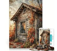 Puzzle de 1000 pièces pour Adultes Chalet d'automne avec vignes et Feuilles Découpe précise Jeu d'adresse et de réflexion Loisirs créatifs Cadeau d'anniversaire Amusant (38x26cm)