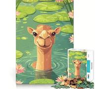 Puzzle de 1000 pièces pour Adultes Chameau dans Un étang de nénuphars Jeu de Loisirs créatifs aux Bords Fins Jeu cognitif et Relaxant Décoration Murale de Noël (50x75cm)