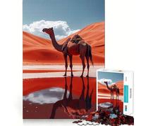 Puzzle de 1000 pièces pour Adultes Chameau dans Une Oasis du désert Reflets Décoration soignée Jeu d'exercice Mental Loisirs et Divertissement pour Noël (38x52cm)