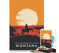 Puzzle de 1000 pièces pour Adultes Champ de Bataille de Little Bighorn Décoration soignée Activité cérébrale Amusante et Facile Cadeau d'anniversaire idéal (50x75cm)