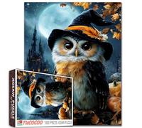 Puzzle de 1000 pièces pour adultes - Chapeau de sorcière - Chouette de nuit d'Halloween - 1000 pièces - Château de citrouille - Cadeaux de fête d'Halloween