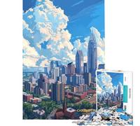 Puzzle de 1000 pièces pour Adultes Charlotte Caroline du Nord États-Unis Jeu de Puzzle Manuel Assemblage de Motifs Interaction Parent-Enfant (Taille 38x26cm)