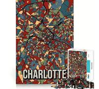 Puzzle de 1000 pièces pour Adultes Charlotte,Carte rétro de la Ville,découpe soignée,Jouet de réflexion et d'entraînement,Jeu de Loisirs,Cadeau Festif (38x52cm)