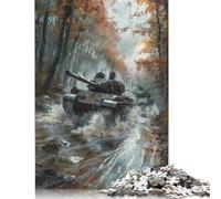 Puzzle de 1000 pièces pour Adultes - Chars traversant Une rivière - Puzzle en Bois - Jeu éducatif - Jouet défi - 1000 pièces (75 x 50 cm)