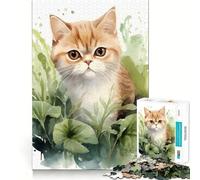 Puzzle de 1000 pièces pour Adultes Chat à l'aquarelle Pièces aux découpes nettes Jeu de réflexion et de Calme Scène de Noël Artistique (38x26cm)