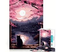 Puzzle de 1000 pièces pour Adultes Chat Art Zen Japonais en Pixel Art Découpe précise Jeu de réflexion Amusant et Stimulant Activité de Loisirs et d'anniversaire (50x75cm)