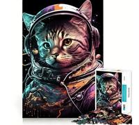Puzzle de 1000 pièces pour Adultes Chat Astronaute Décoration soignée Jeu de réflexion Loisirs et Divertissement pour Noël (50x75cm)