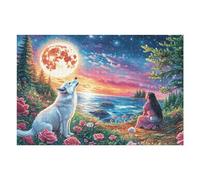 Puzzle De 1000 Pièces pour Adultes Chat au Clair de Lune 1000 PCS 75x50cm Art Mural Encadrable pour Chambre Salon Bureau Décoration Unique Idéale pour Amateurs d'art