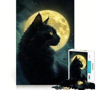 Puzzle de 1000 pièces pour Adultes Chat au Clair de Lune Jeu de Loisirs créatifs aux découpes précises,idéal pour résoudre des problèmes,occuper Son Temps Libre ou décorer pour Noël (38x52cm)