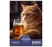 Puzzle de 1000 pièces pour adultes Chat Beer Pub Pinte Puzzle pour adultes Jeux de relaxation Analyse et Cadeaux logiques pour les amis et la famille 70 x 50 cm/1000 pièces