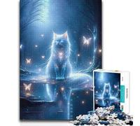Puzzle de 1000 pièces pour Adultes - Chat Blanc Mystique - Cadeau pour Femmes - Jeu Impossible à partir de 14 Ans - 38x26cm