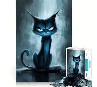 Puzzle de 1000 pièces pour Adultes « Chat Bleu en colère »,Jeu de réflexion Amusant avec Technologie de découpe Laser avancée,défi Stimulant pour Passer Le Temps (50x75cm)
