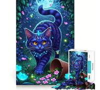 Puzzle de 1000 pièces pour Adultes : Chat Bleu Mystique dans Un Jardin Jeu intellectuel, Divertissement paisible, découpe précise, liste de souhaits du Père Noël (38x26cm)